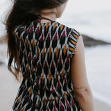 Tara Shirt - Black Red Mustard Ikat