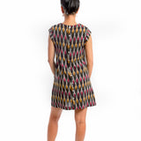 Tara Shirt Dress - Black Red Mustard Ikat