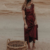 Lucy Kaftan Dress Maroon with Gota