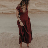 Lucy Kaftan Dress Maroon with Gota