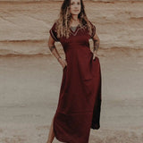 Lucy Kaftan Dress Maroon with Gota